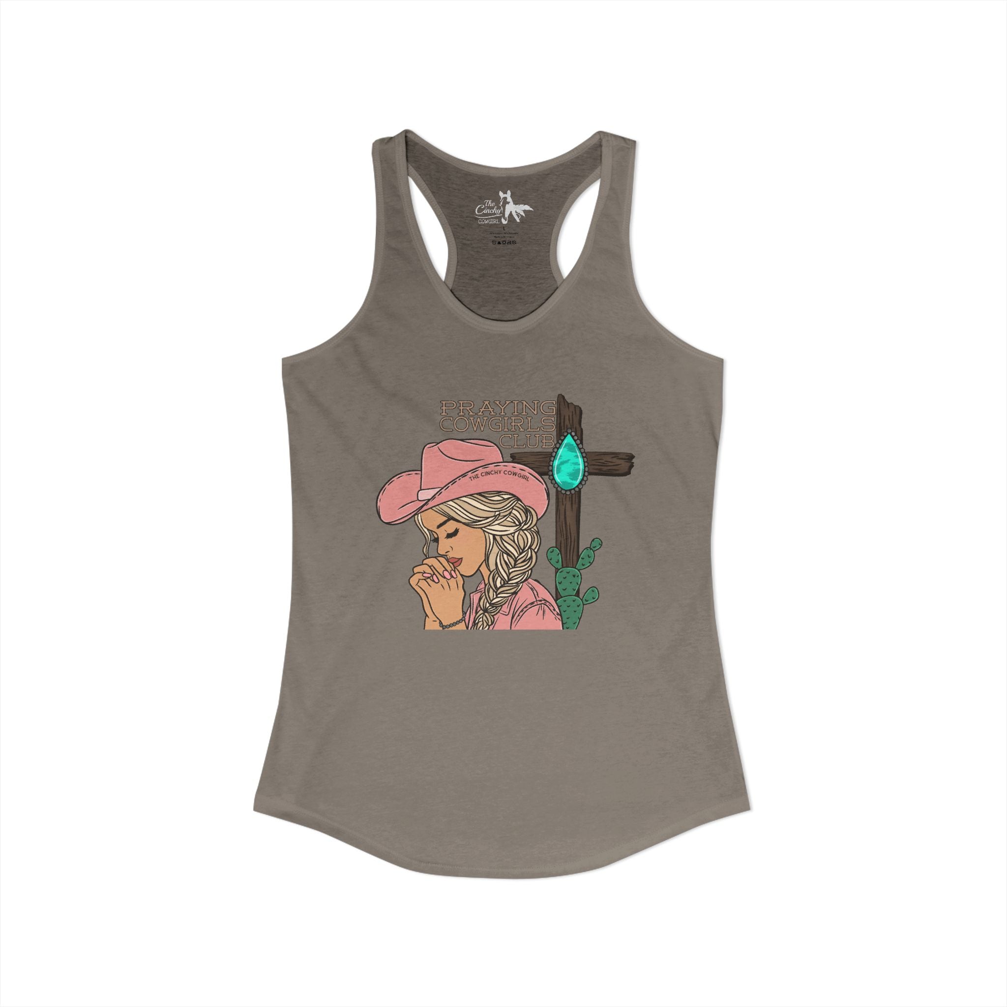 Praying Cowgirls Club Tank Top Tank Top The Cinchy Cowgirl - Print XS Solid Warm Gray