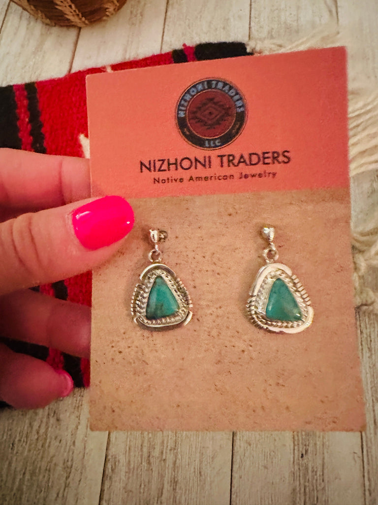 Kingman Triangle Dangle Earrings NT jewelry Nizhoni Traders LLC   