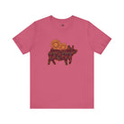 Burgundy Sunflower Show Pig Short Sleeve Graphic Tee T-Shirt Printify Heather Raspberry XS