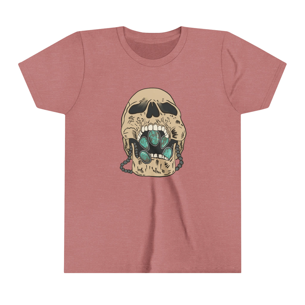 Squash Blossom Skull Youth Short Sleeve Tee Mauve