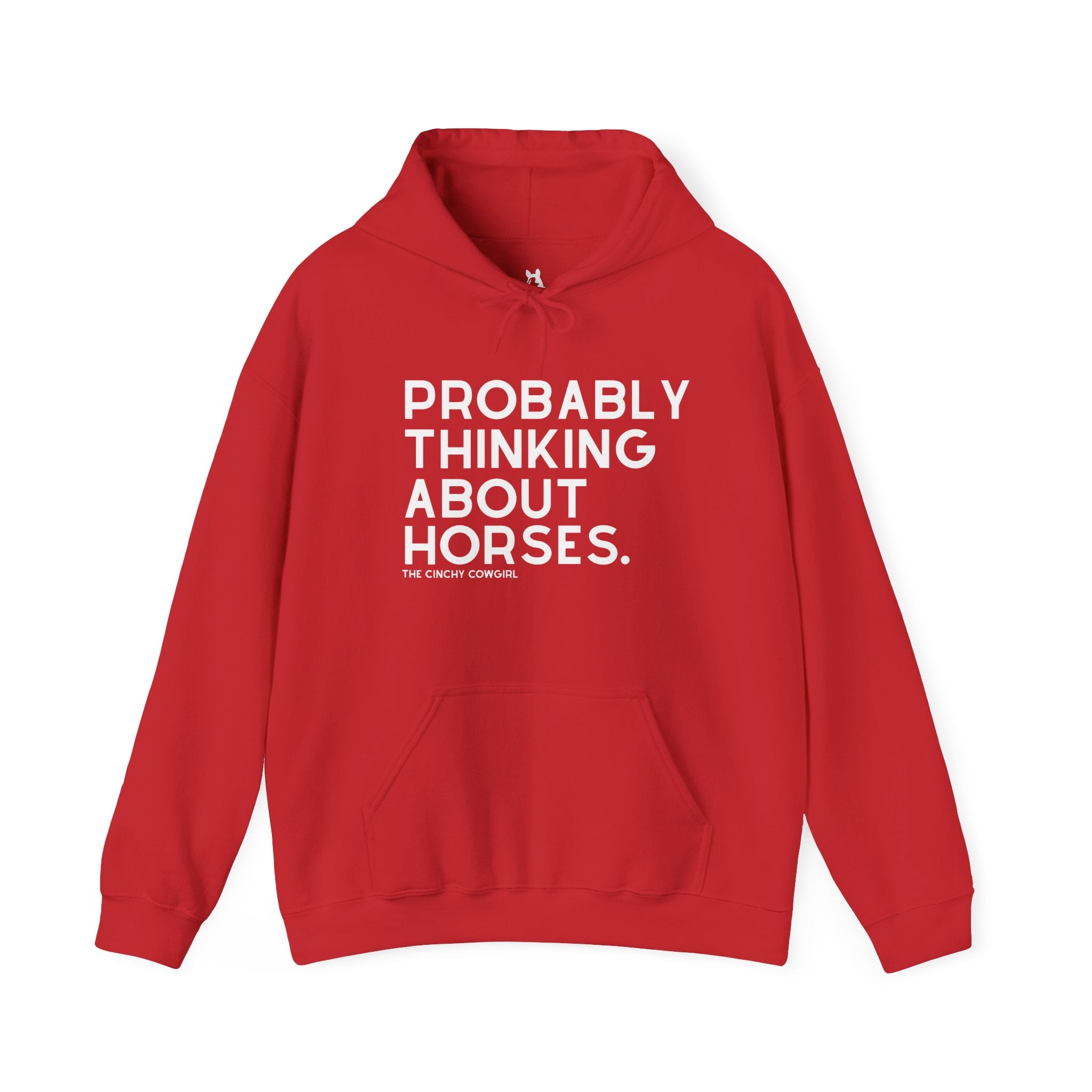 Probably Thinking About Horses Hoodie Graphic Hoodie The Cinchy Cowgirl - Print Red S