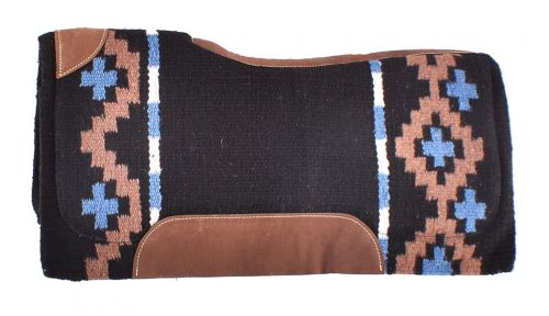 Black, Brown, & Light Blue Memory Felt Saddle Pad western saddle pad Shiloh   