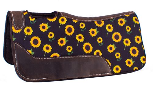 24" X 24" Brown Felt Sunflower Saddle Pad western saddle pad shiloh   