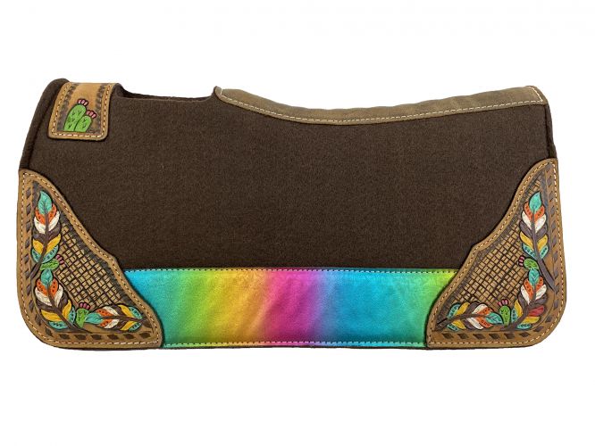 Pony Brown Felt Rainbow Metallic Tooled Saddle Pad western saddle pad Shiloh   