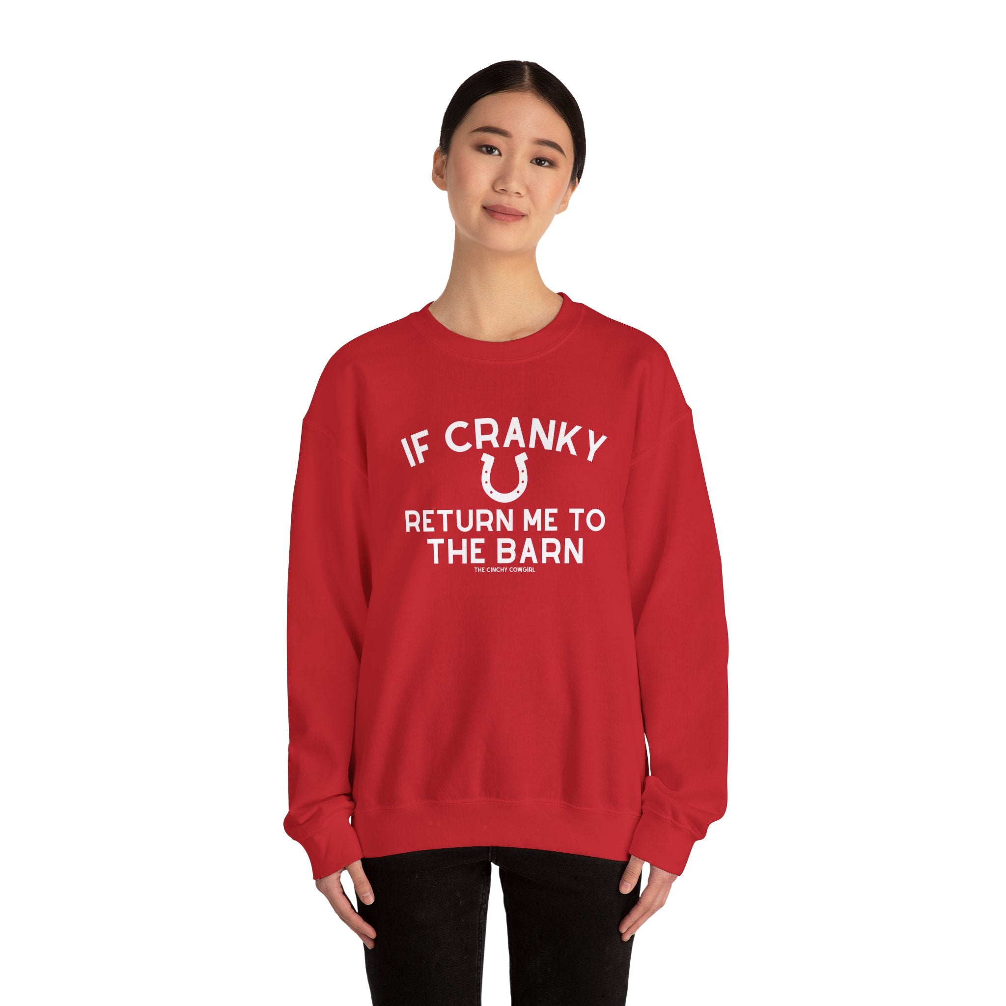 If Cranky, Return Me To The Barn Fleece Pullover Sweatshirt The Cinchy Cowgirl - Print