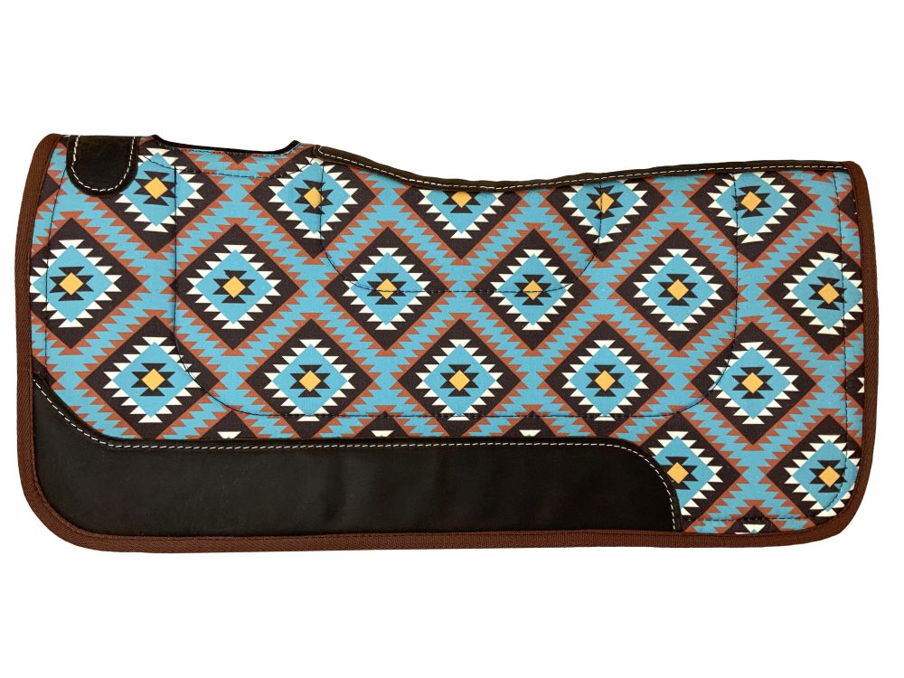 Nylon Teal Southwestern Print Contoured Felt Saddle Pad western saddle pad Shiloh   