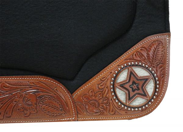 Texas Star Cowhide Inlay Felt Saddle Pad western saddle pad Shiloh