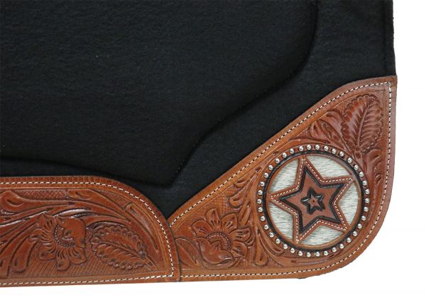 Texas Star Cowhide Inlay Felt Saddle Pad western saddle pad Shiloh   