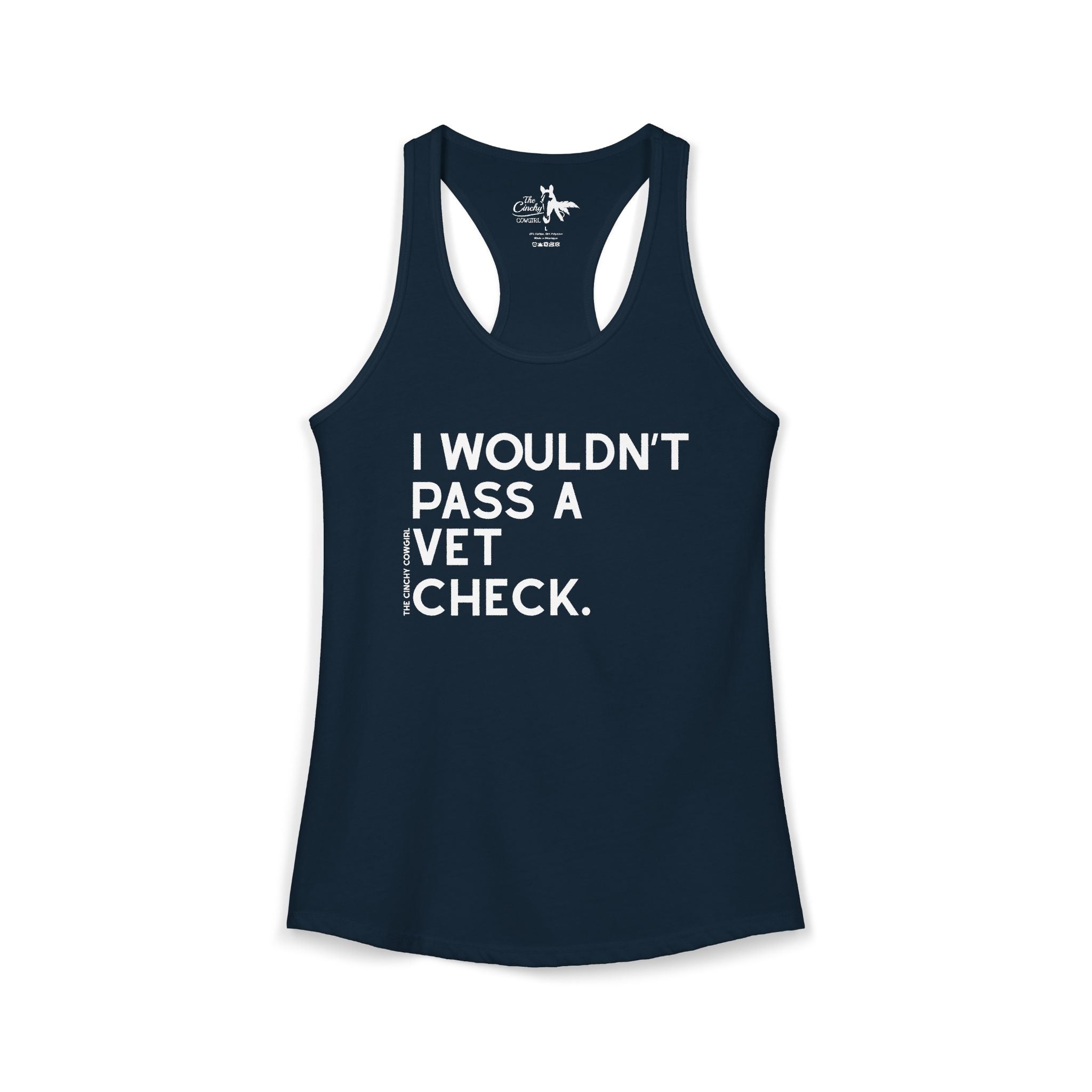 I Wouldn't Pass A Vet Check Tank Top Tank Top The Cinchy Cowgirl - Print XS Solid Midnight Navy