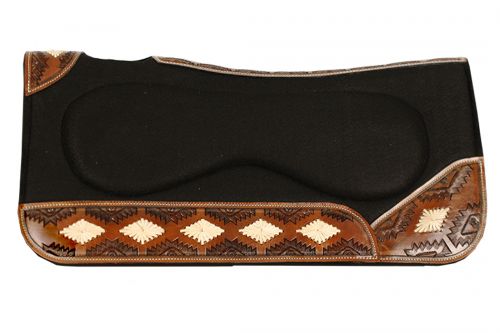 Contoured Felt Rawhide Inlay Saddle Pad western saddle pad Shiloh