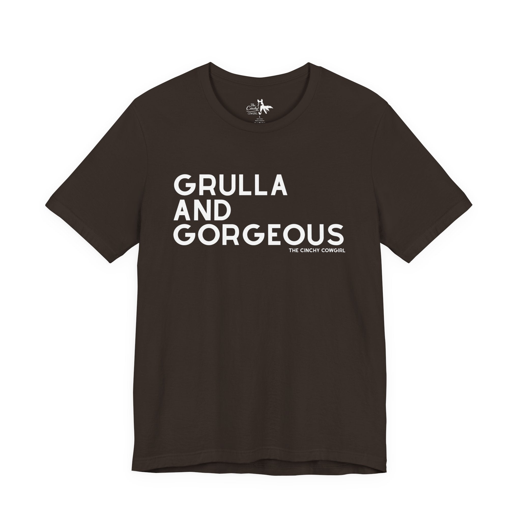 Grulla & Gorgeous Short Sleeve Tee Graphic Tee The Cinchy Cowgirl - Print Brown XS