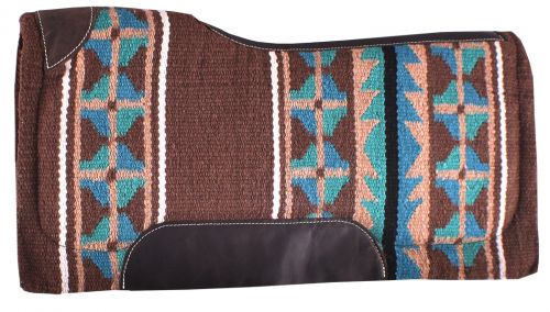 Brown & Turquoise Wool Memory Felt Saddle Pad western saddle pad Shiloh   