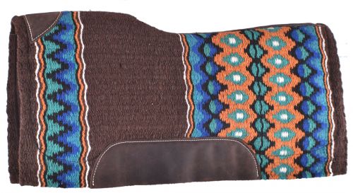 Brown, Blue, & Orange Memory Felt Saddle Pad western saddle pad Shiloh   