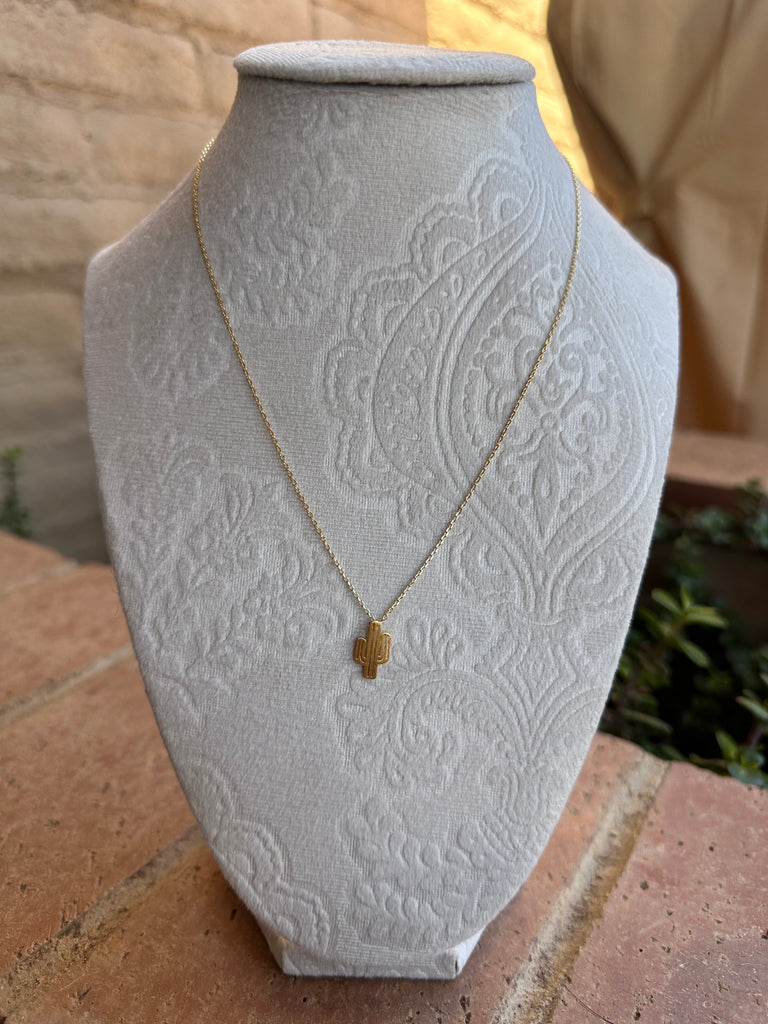 “The Golden Collection” Saguaro Cactus Handmade 18k Gold Plated Necklace NT jewelry Nizhoni Traders LLC   