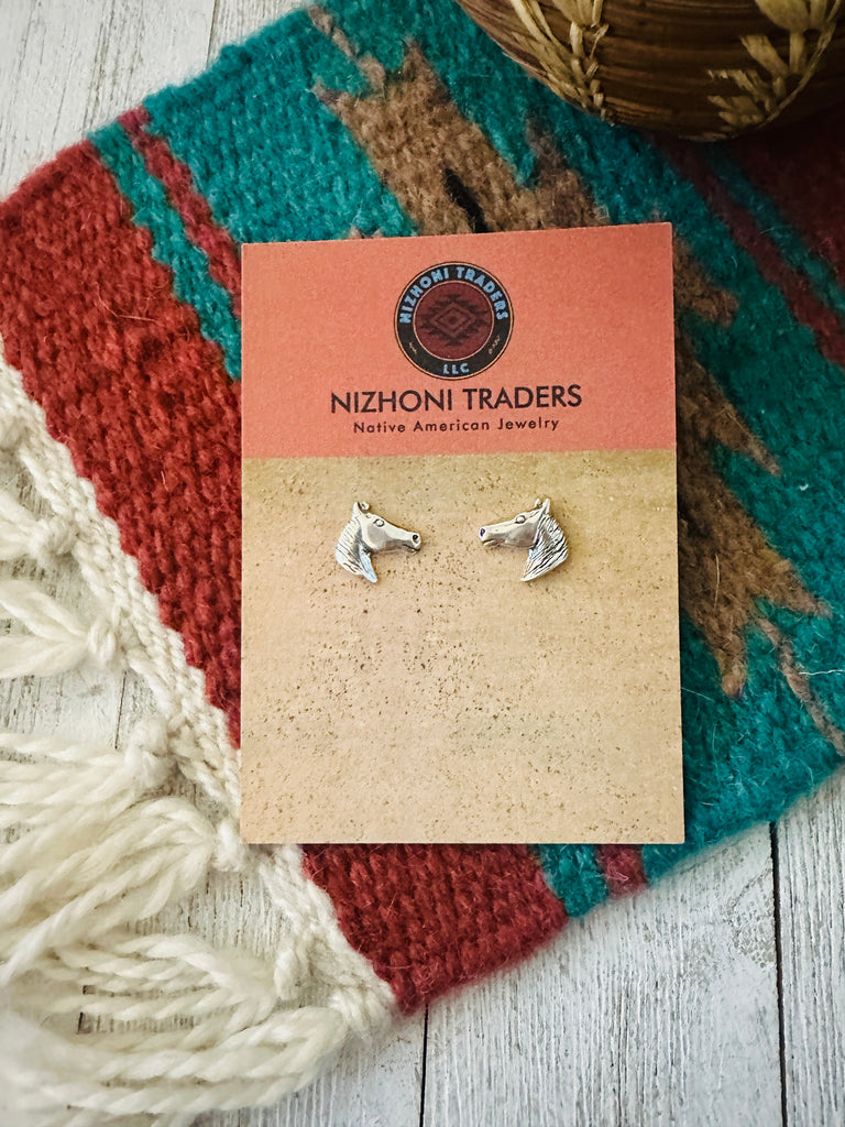 Horse Head Stud Earrings NT jewelry Nizhoni Traders LLC   