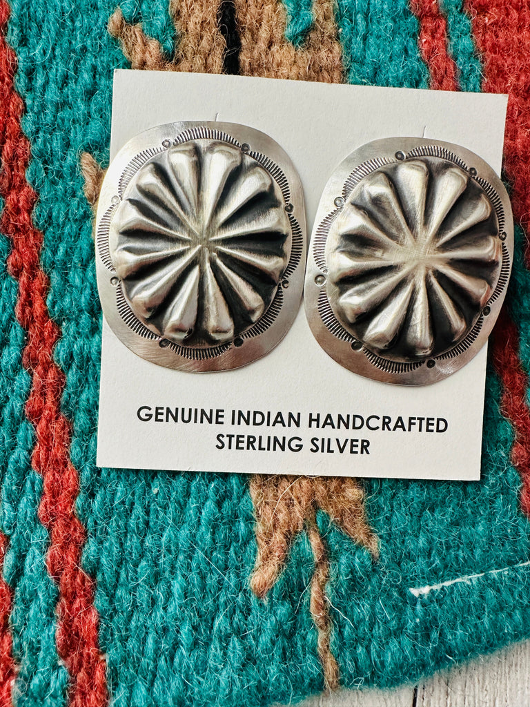Navajo Concho Post Earrings NT jewelry Nizhoni Traders LLC   