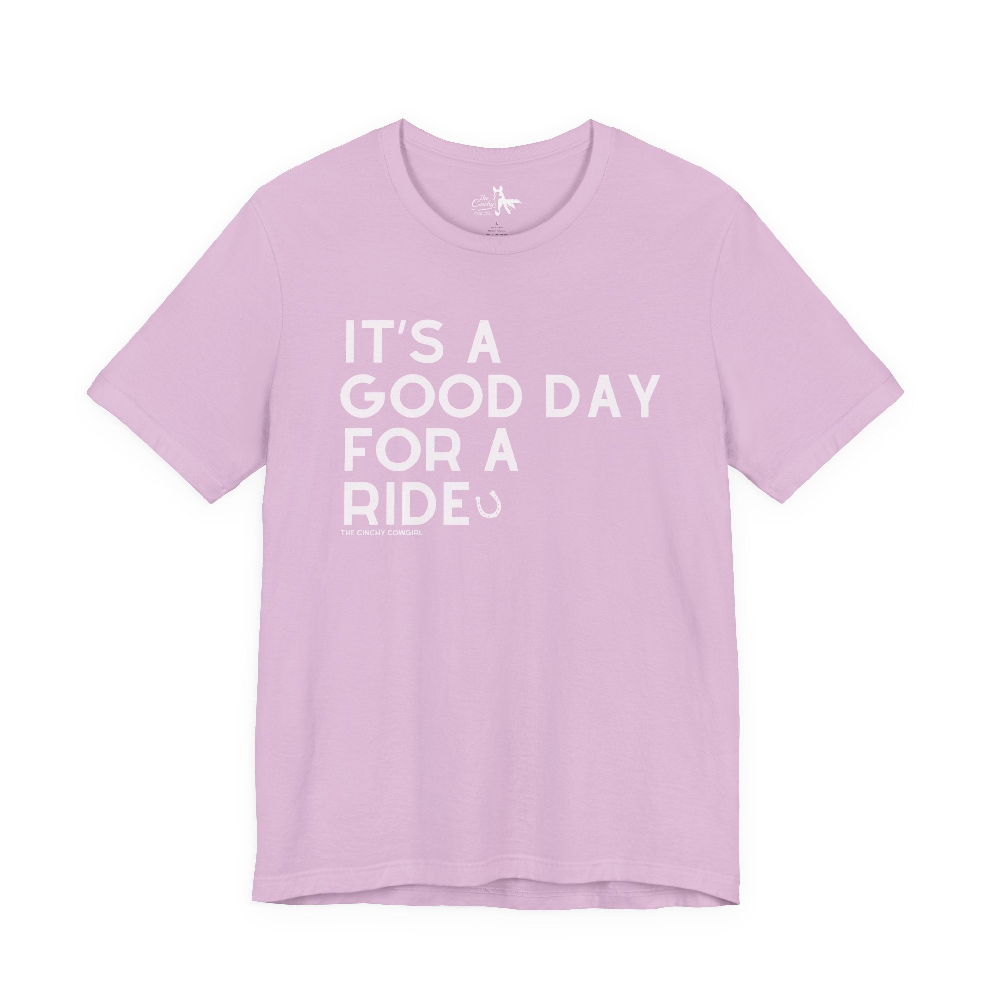 It's A Good Day For A Ride Short Sleeve Tee T-Shirt The Cinchy Cowgirl - Print Lilac XS