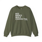 Red Mares Build Character Pullover Sweatshirt The Cinchy Cowgirl - Print S Military Green