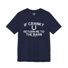 If Cranky Return Me To The Barn Short Sleeve Tee T-Shirt The Cinchy Cowgirl - Print Navy XS