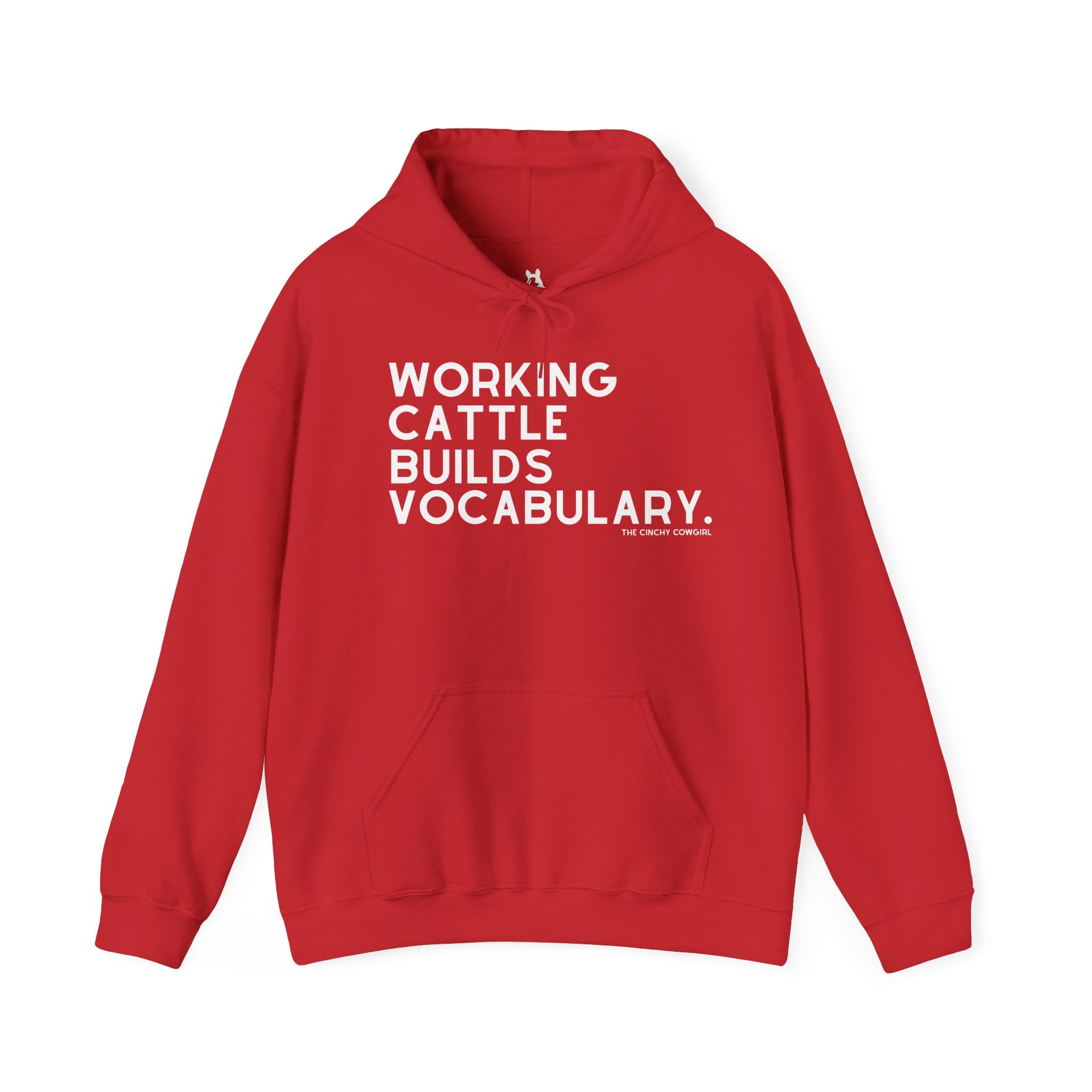 Working Cattle Builds Vocabulary Hoodie Graphic Hoodie The Cinchy Cowgirl - Print Red S
