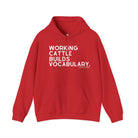 Working Cattle Builds Vocabulary Hoodie Graphic Hoodie The Cinchy Cowgirl - Print Red S