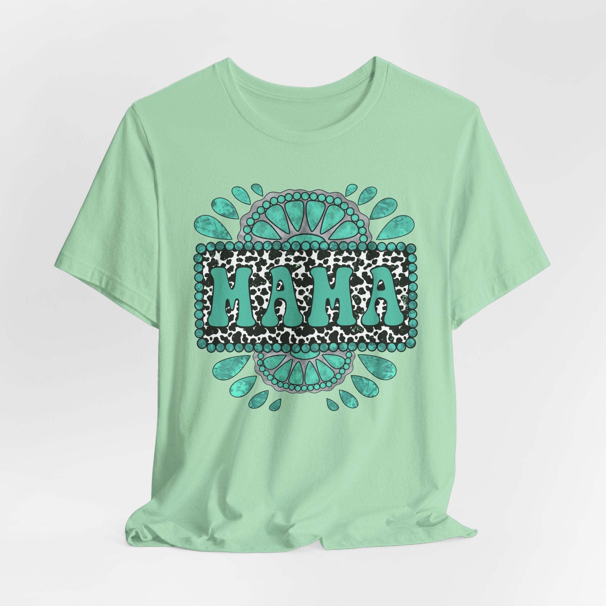 Turquoise Western Mama Short Sleeve Graphic Tee (Available In 14 Colors) T-Shirt Printify Mint XS