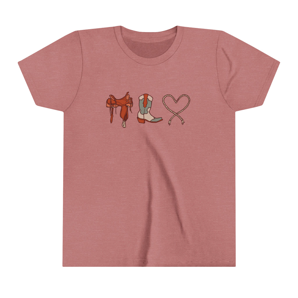 Western Love Youth Short Sleeve Tee Mauve