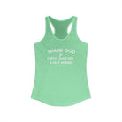 Thank God for Coffee, Good Dirt & Fast Horses Racerback Tank Tank Top The Cinchy Cowgirl - Print XS Solid Mint
