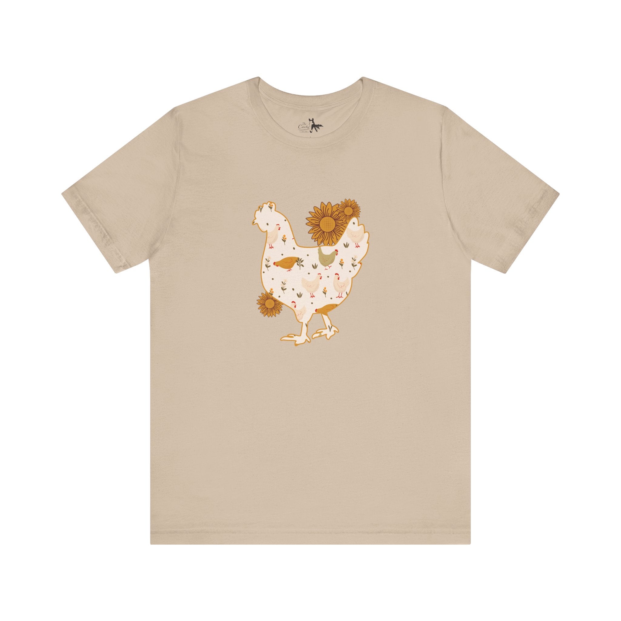 Sunflower Chicken Short Sleeve Graphic Tee T-Shirt Printify Tan XS