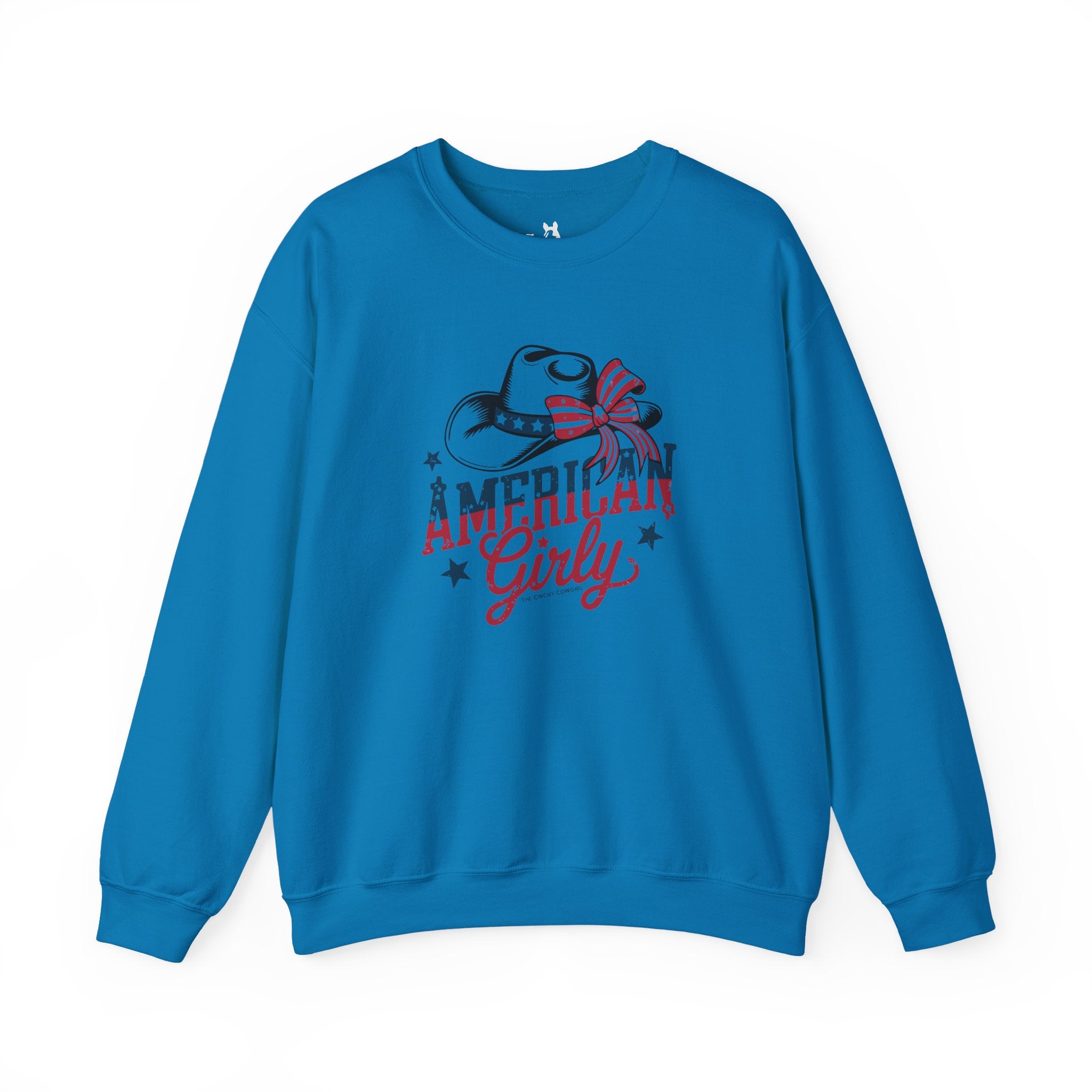 American Girly Fleece Pullover Sweatshirt The Cinchy Cowgirl - Print S Sapphire