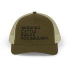 Embroidered Working Cattle Builds Vocabulary Trucker Hat [23 Colors] Embroidered TCC Hat The Cinchy Cowgirl - Print Moss / Khaki