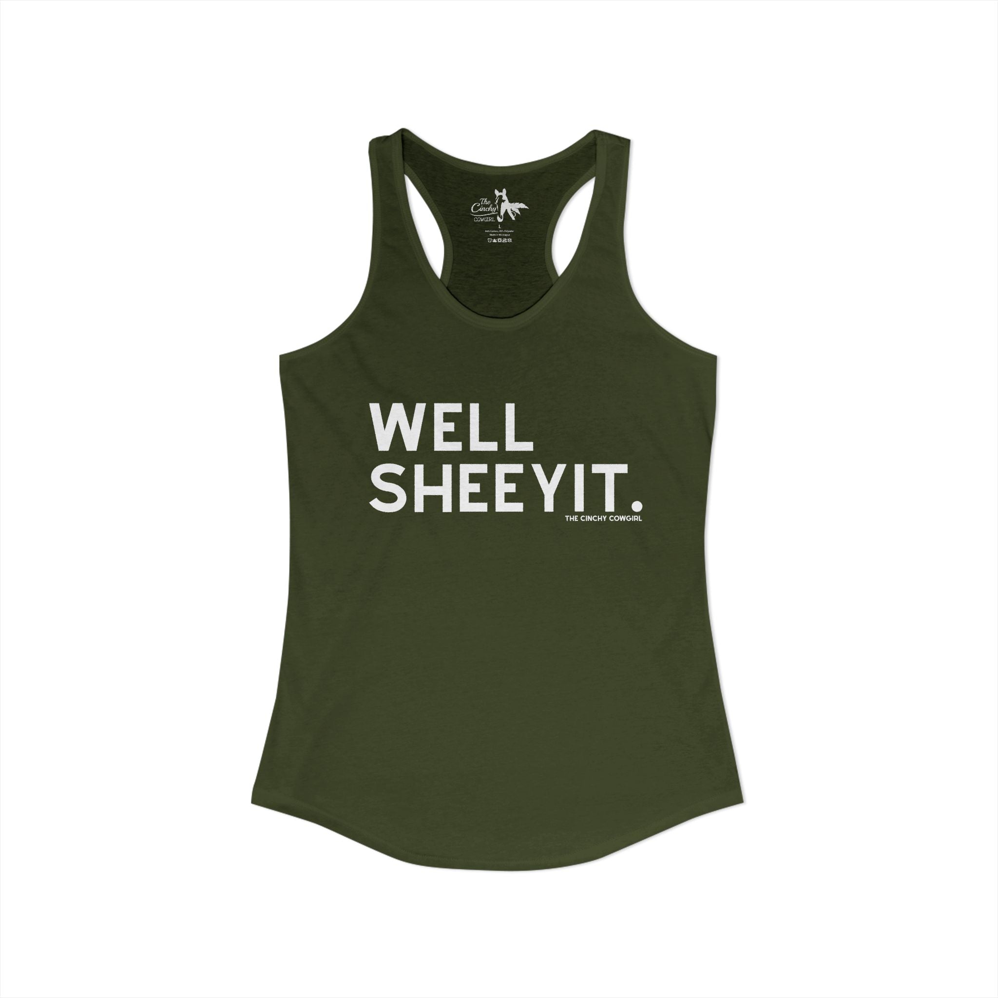 Well Sheeyit Tank Top Tank Top The Cinchy Cowgirl - Print XS Solid Military Green