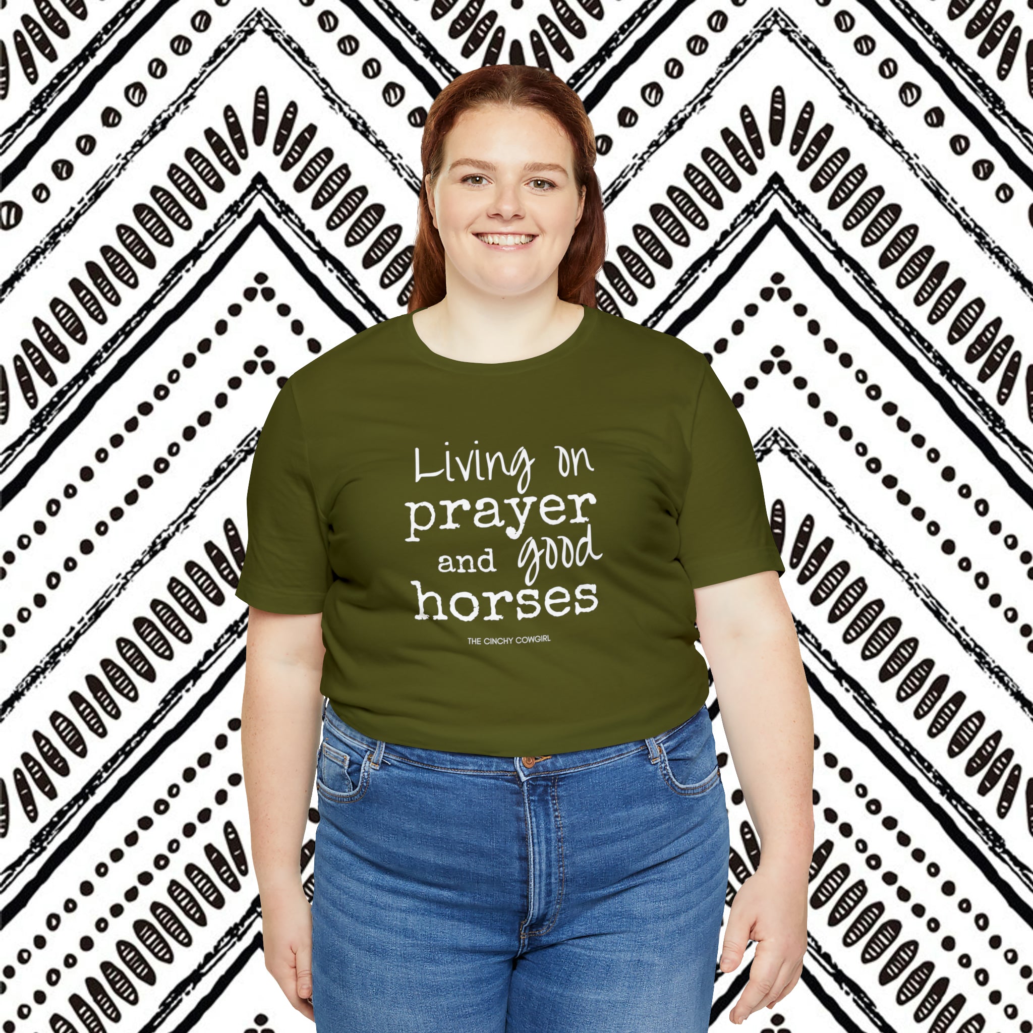 Living on Prayer & Horses Short Sleeve Tee tcc graphic tee Printify   