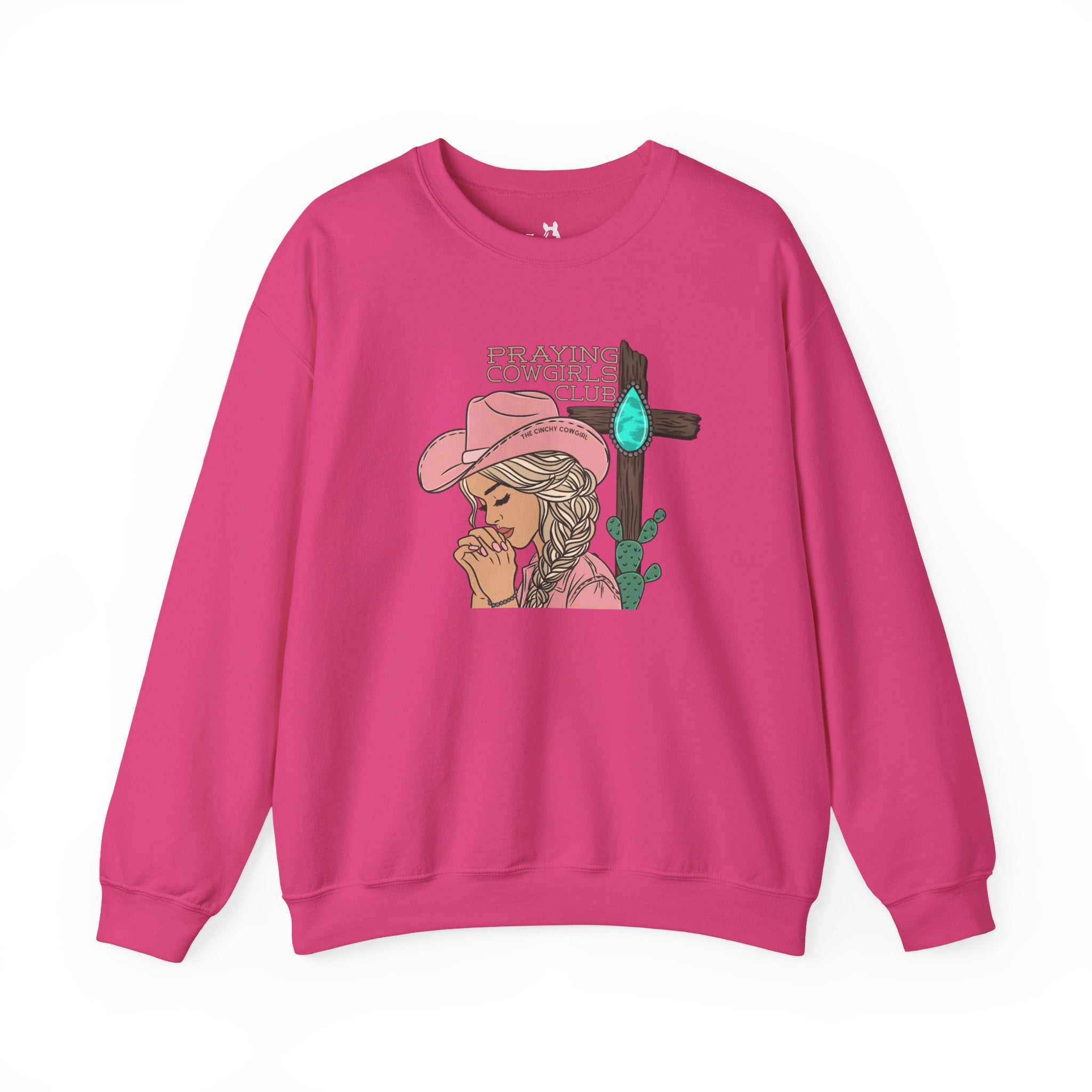Praying Cowgirls Club Fleece Pullover Sweatshirt The Cinchy Cowgirl - Print S Heliconia