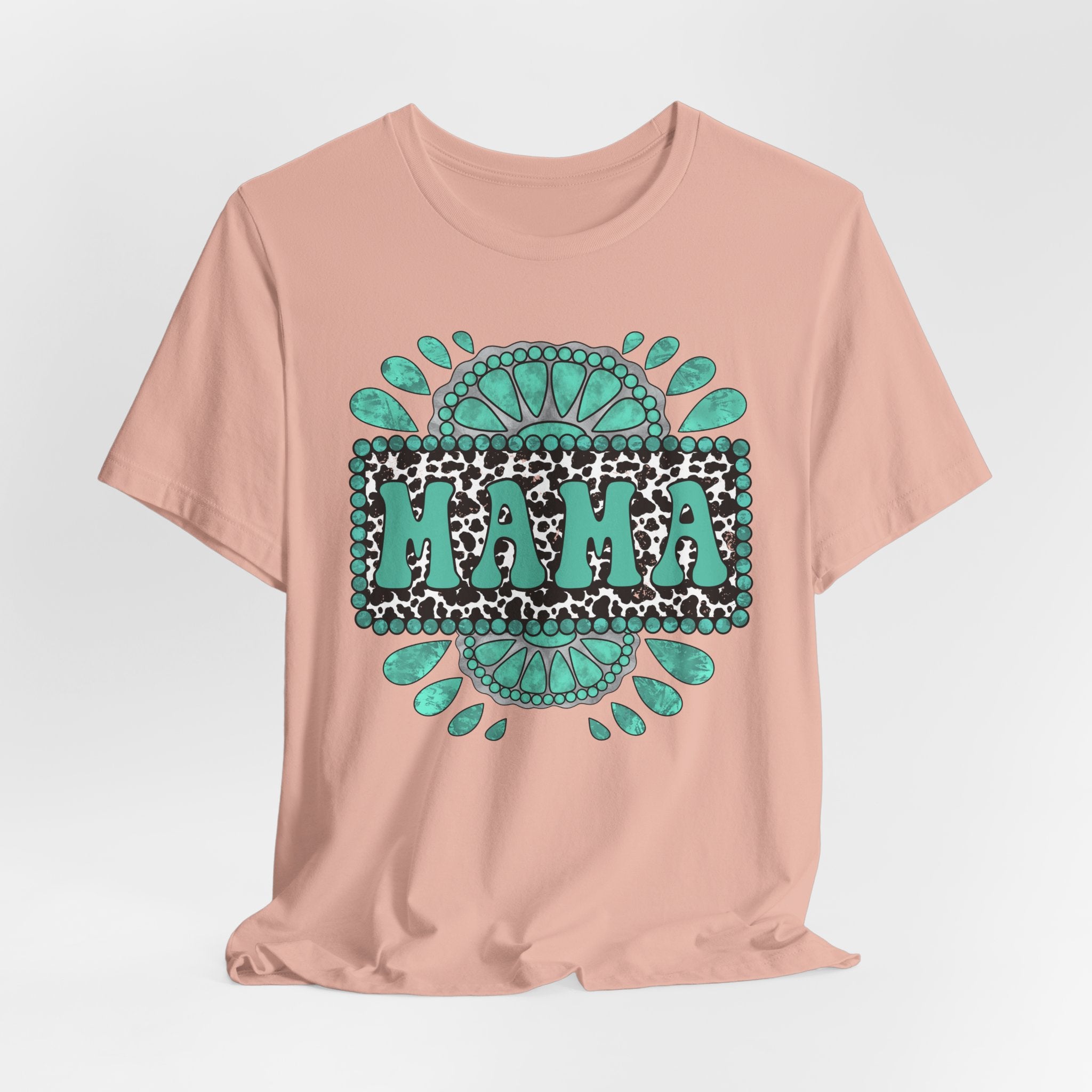Turquoise Western Mama Short Sleeve Graphic Tee (Available In 14 Colors) T-Shirt Printify Peach XS