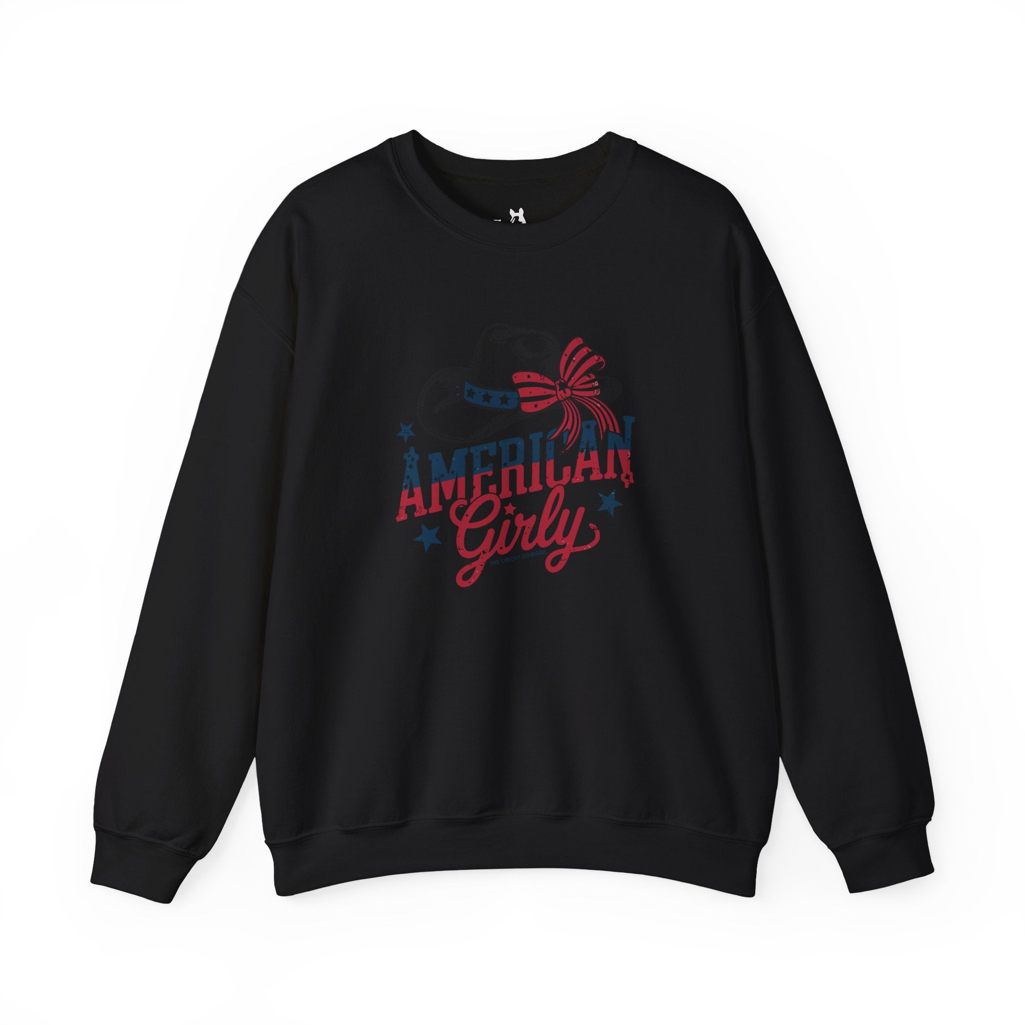 American Girly Fleece Pullover Sweatshirt The Cinchy Cowgirl - Print S Black