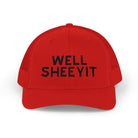 Well Sheeyit Trucker Hat Embroidered TCC Hat The Cinchy Cowgirl- Print Red