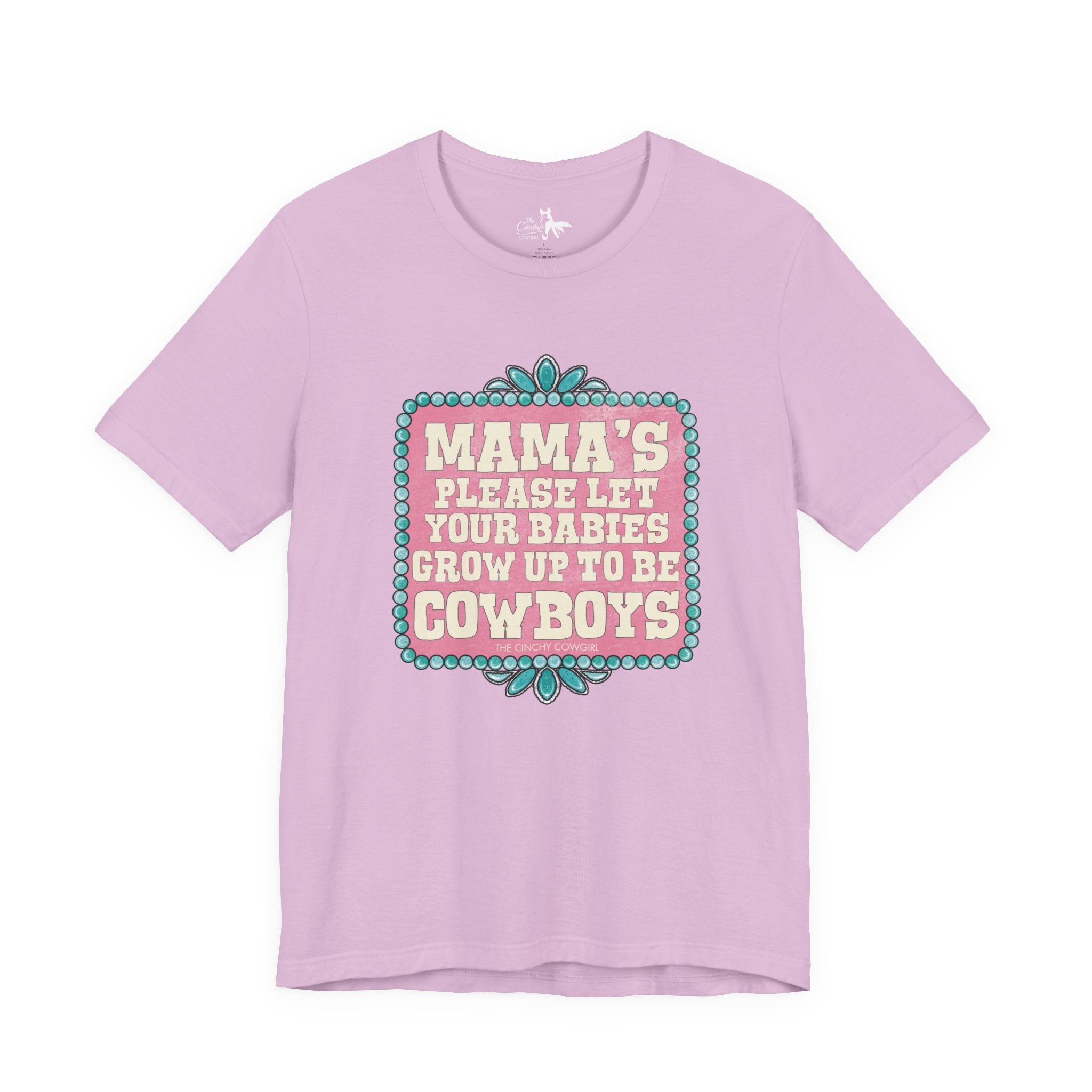 Mama's Please Let Your Babies Short Sleeve Tee Graphic Tee The Cinchy Cowgirl - Print Lilac XS
