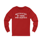 Motivated By Wine And Horses Long Sleeve Tee Long-sleeve The Cinchy Cowgirl - Print S Red