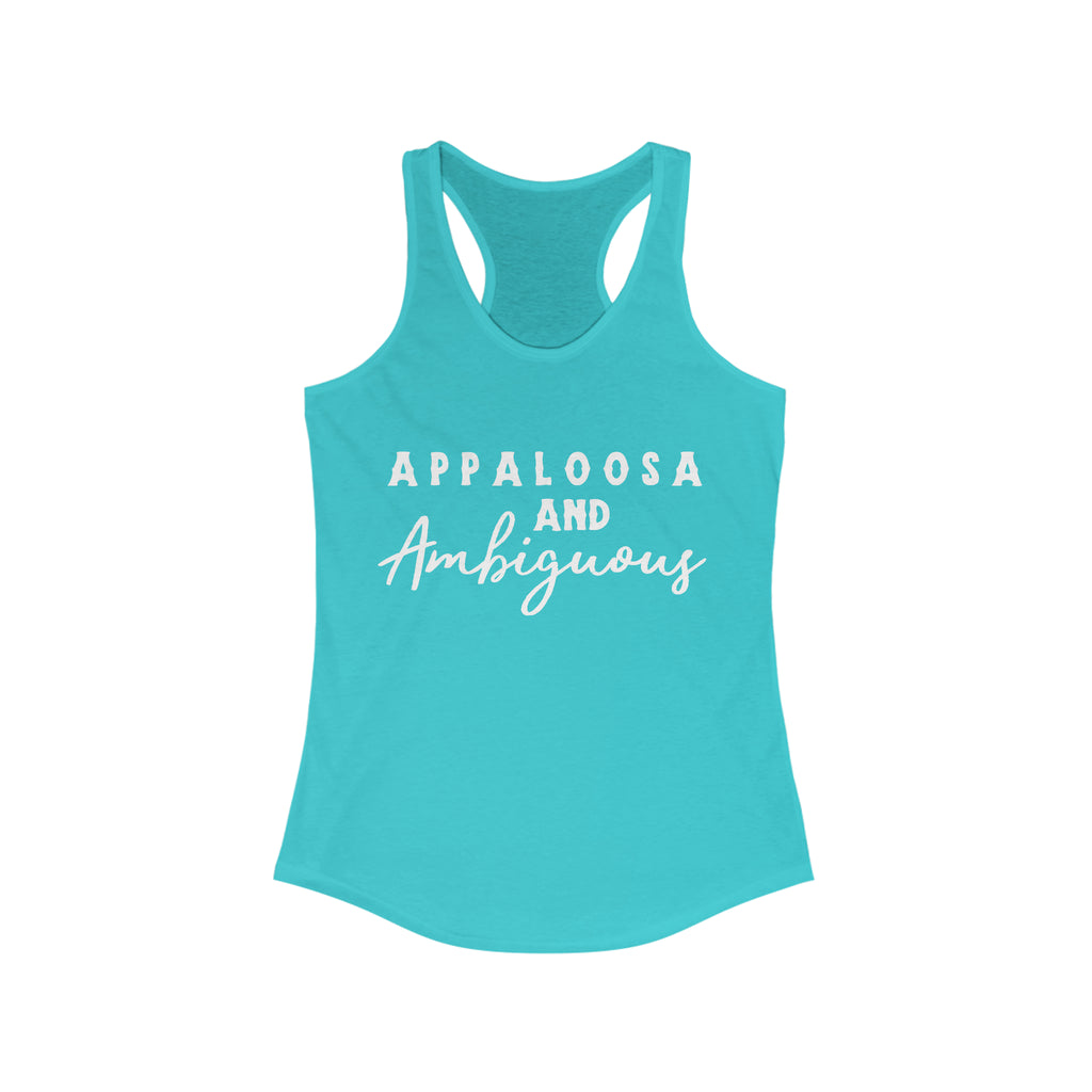 Appaloosa & Ambiguous Racerback Tank Horse Color Shirts Printify XS Solid Tahiti Blue 