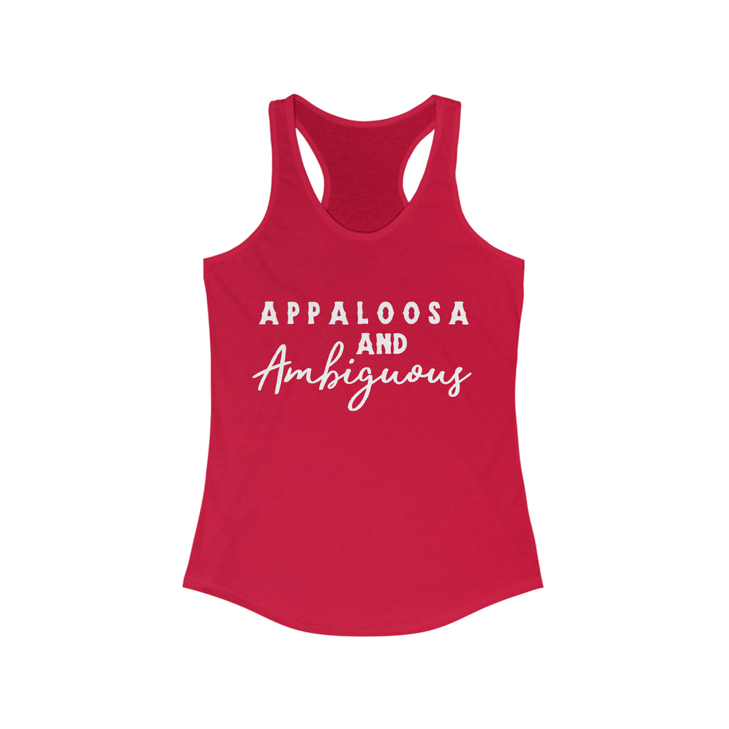Appaloosa & Ambiguous Racerback Tank Horse Color Shirts Printify XS Solid Red 