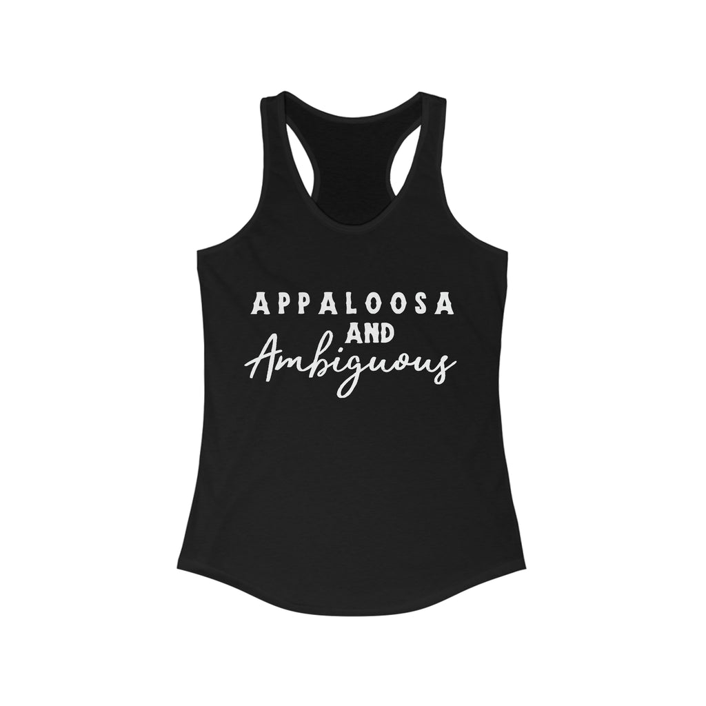 Appaloosa & Ambiguous Racerback Tank Horse Color Shirts Printify XS Solid Black 