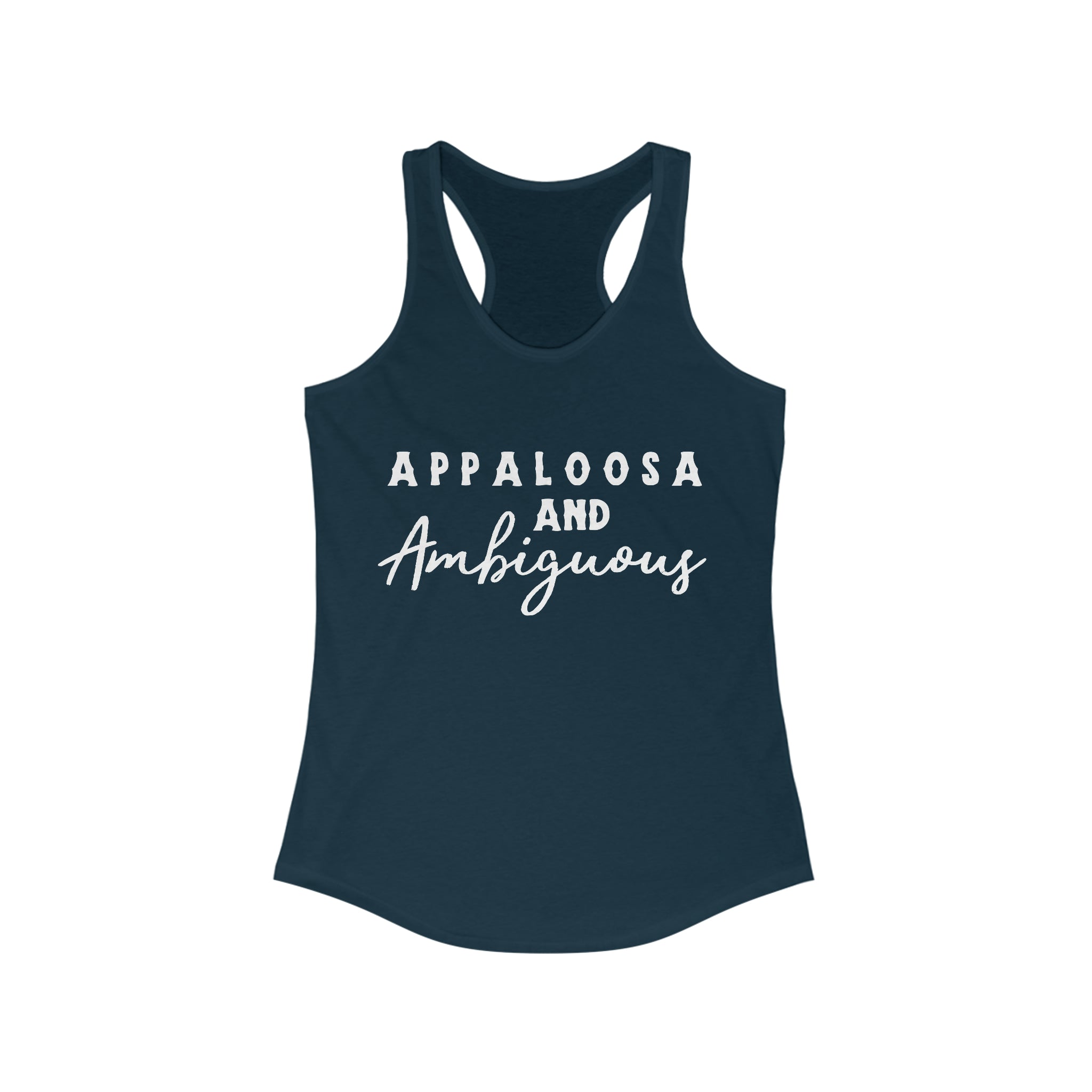 Appaloosa & Ambiguous Racerback Tank Horse Color Shirts Printify XS Solid Midnight Navy 