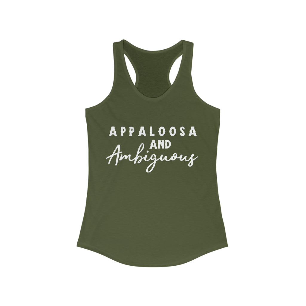 Appaloosa & Ambiguous Racerback Tank Horse Color Shirts Printify XS Solid Military Green 