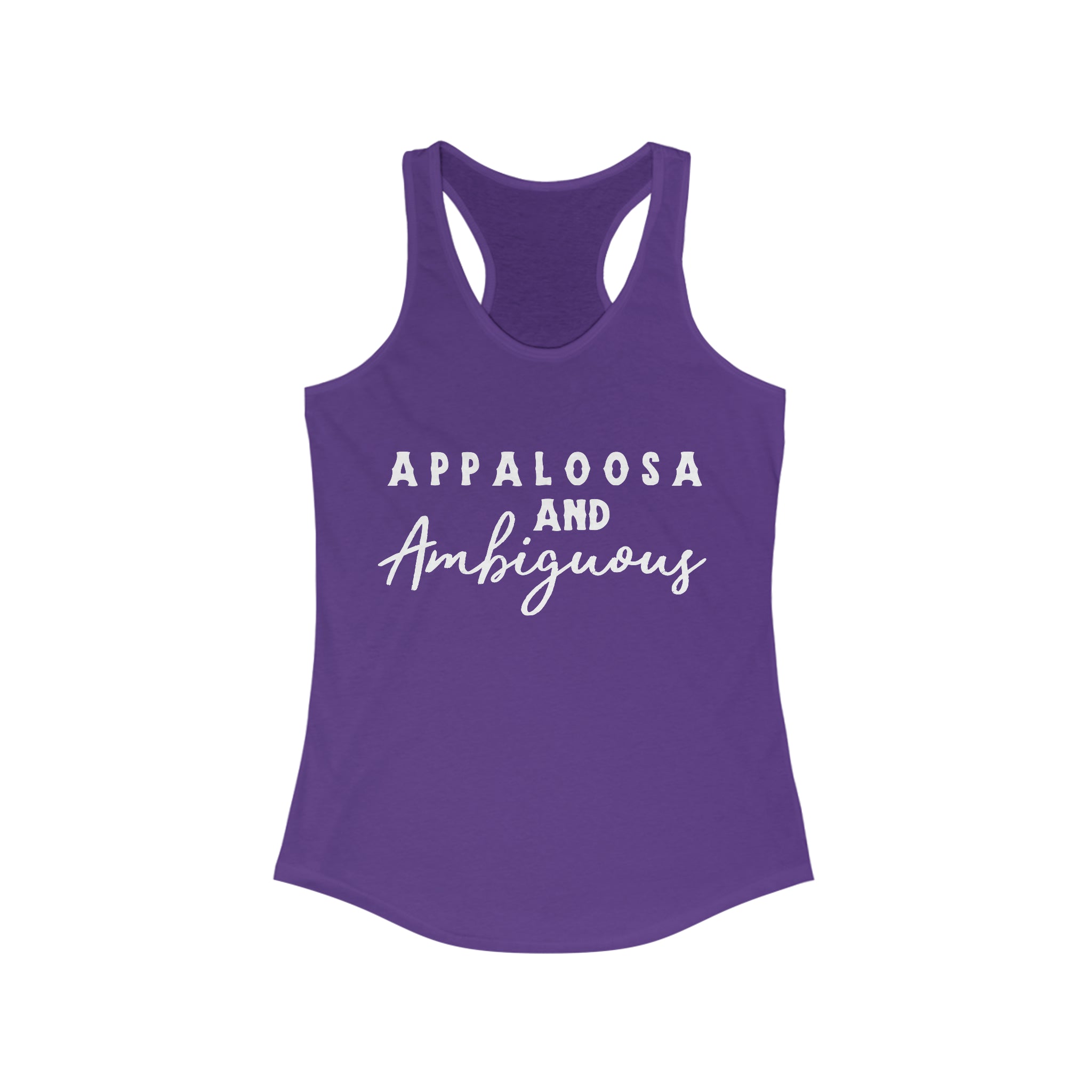 Appaloosa & Ambiguous Racerback Tank Horse Color Shirts Printify XS Solid Purple Rush 