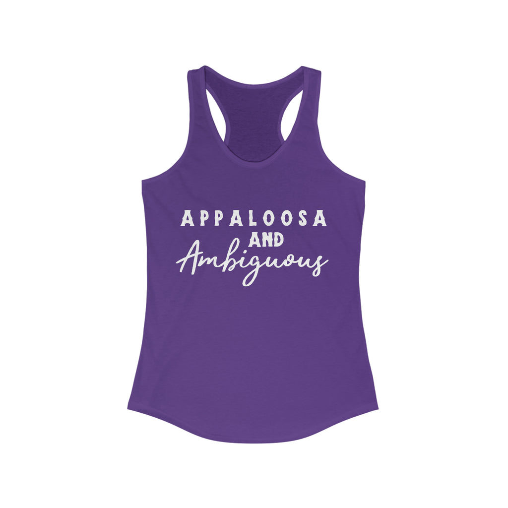 Appaloosa & Ambiguous Racerback Tank Horse Color Shirts Printify XS Solid Purple Rush 