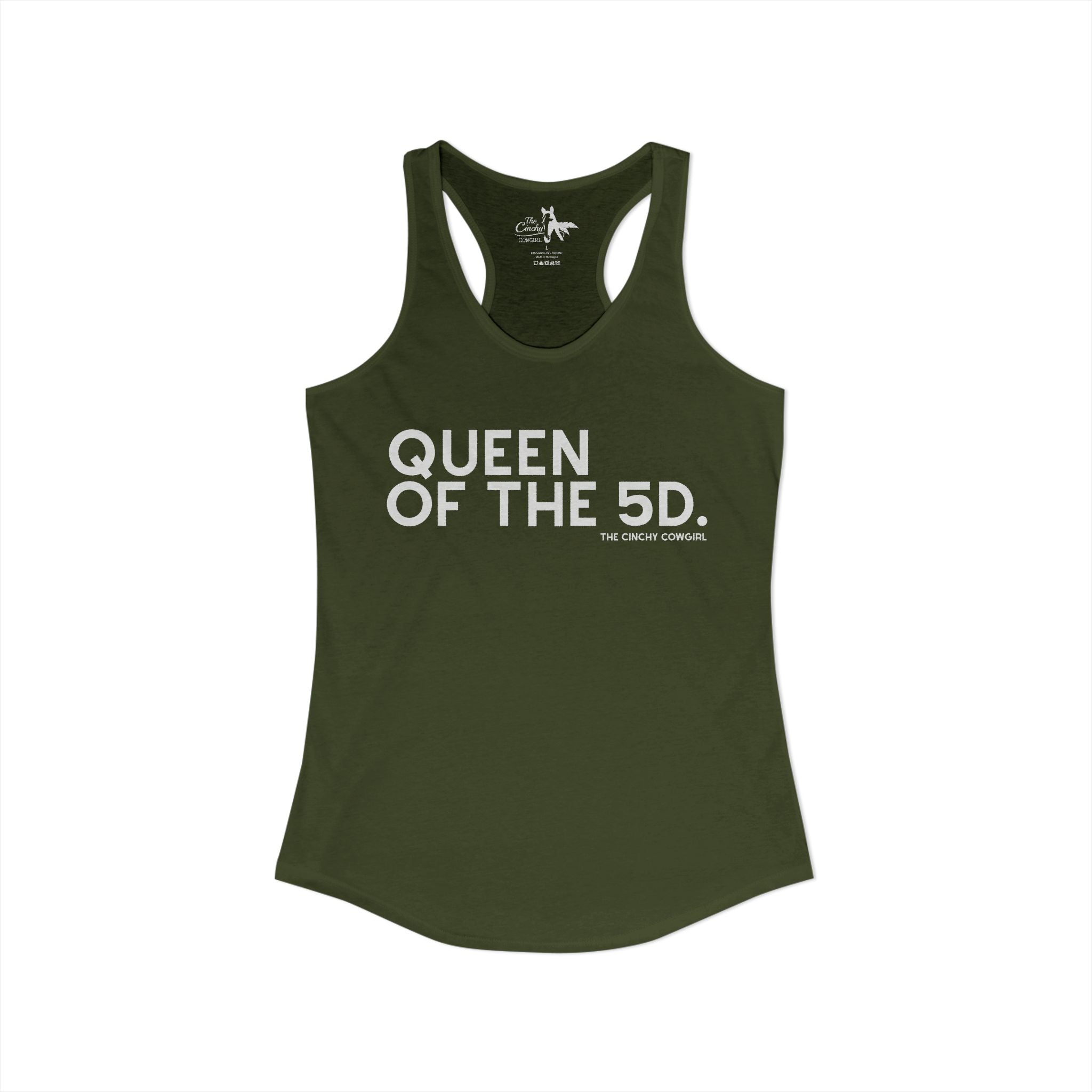 Queen Of The 5D Tank Top Tank Top The Cinchy Cowgirl - Print XS Solid Military Green