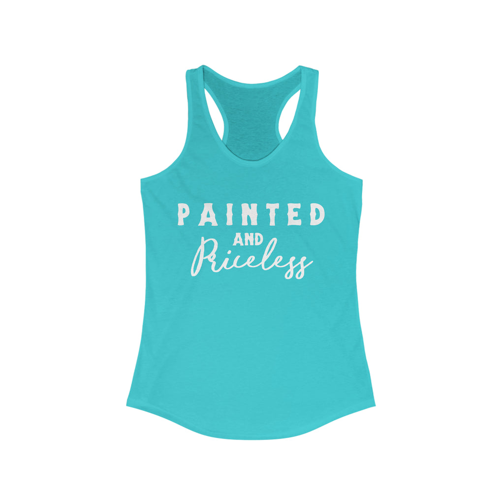 Painted & Priceless Racerback Tank Horse Color Shirts Printify XS Solid Tahiti Blue 