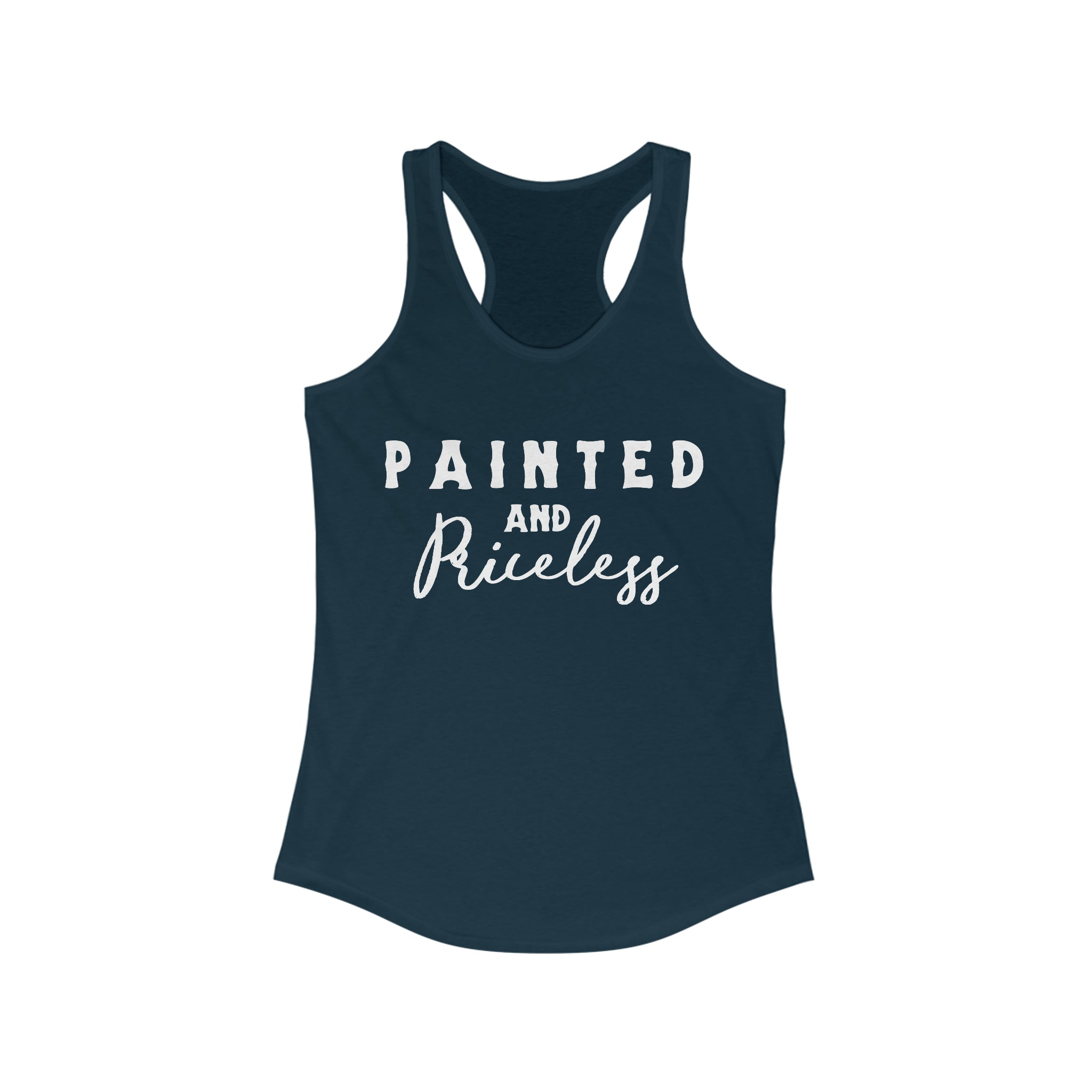 Painted & Priceless Racerback Tank Horse Color Shirts Printify XS Solid Midnight Navy 