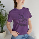 God Found the Strongest Short Sleeve Tee tcc graphic tee Printify Heather Team Purple XS 